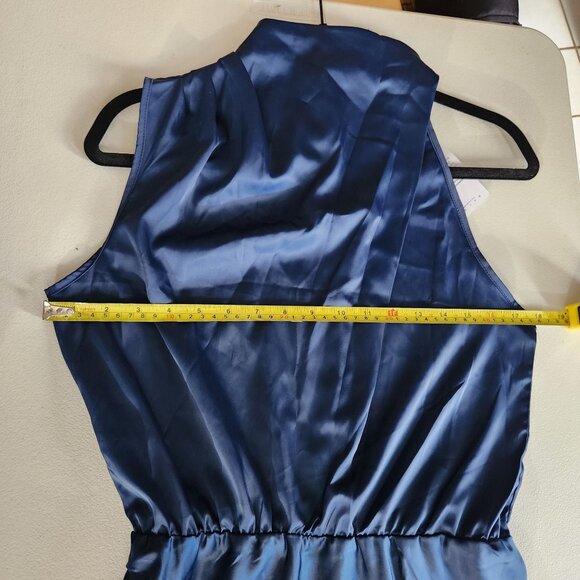 Pretty Garden Dress Medium Satin Maxi Keyhole Back Elastic Waist NWT - Picture 10 of 15